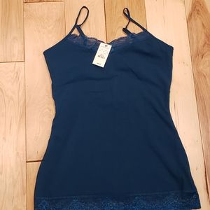 Express laced trim cami with built in elastic bra